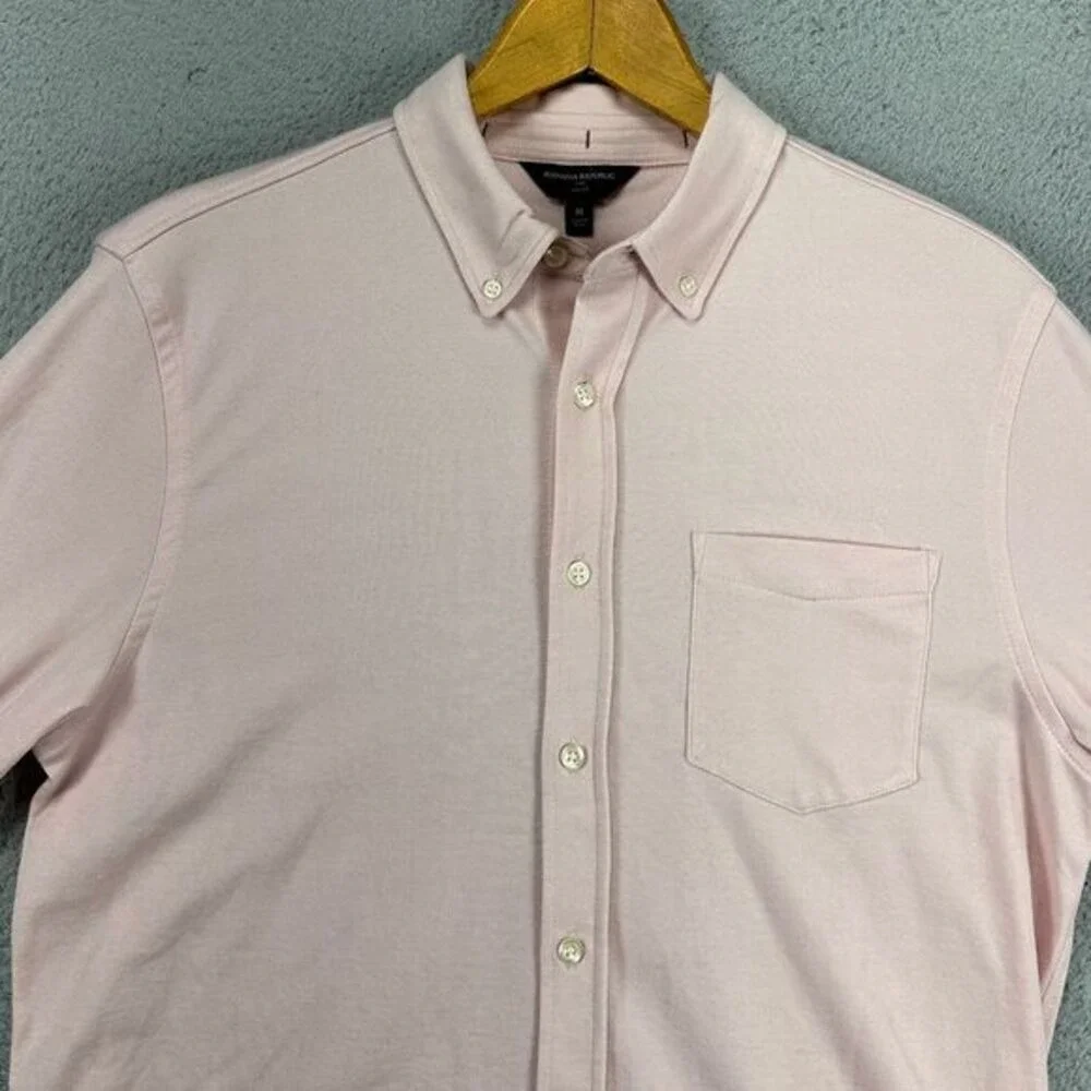 Banana Republic Button Down Shirt Adult Medium Pink Slim Fit Pocket Mens NEW